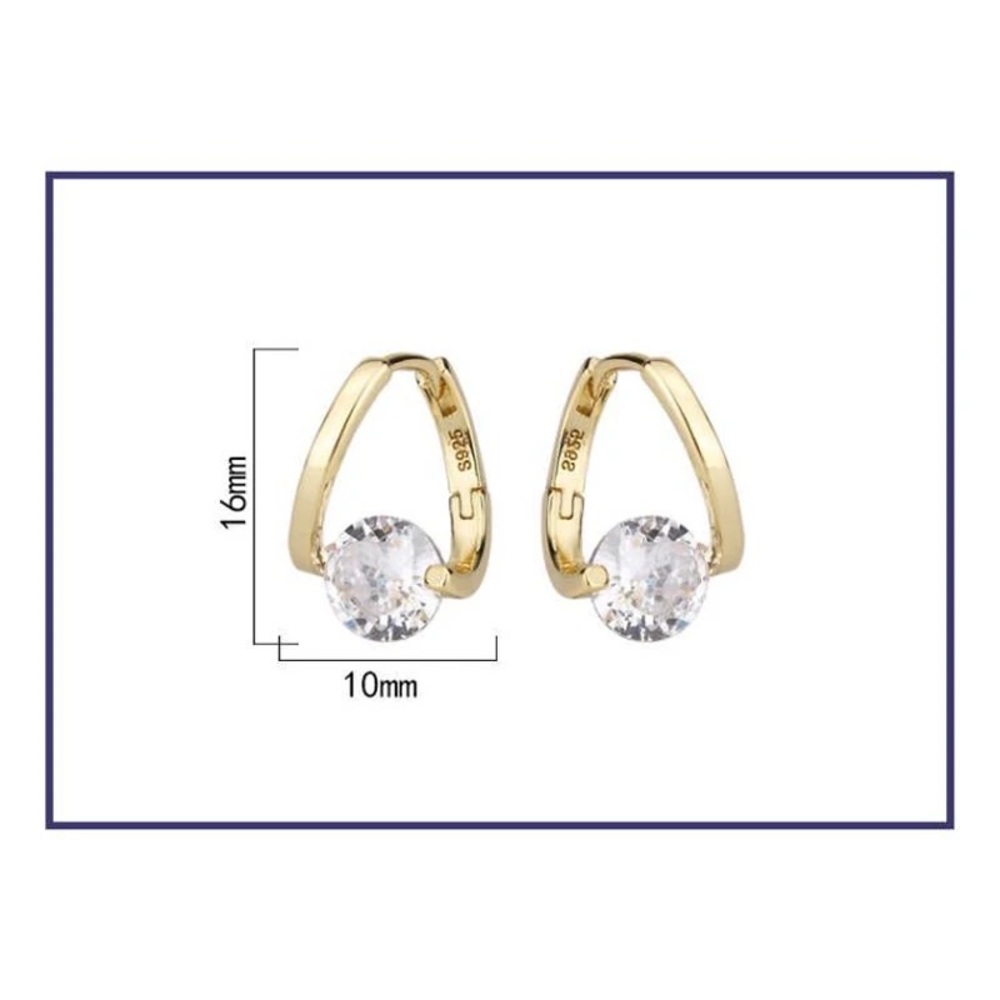 S925 Sterling Silver Love Heart Star White Zircon Earrings Wedding Engag… - Picture 2 of 6